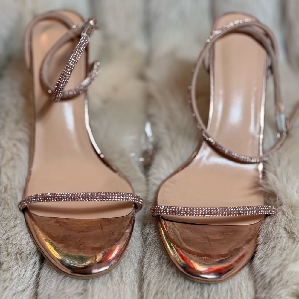 Elegant Rose Gold Strappy Women's Heels
